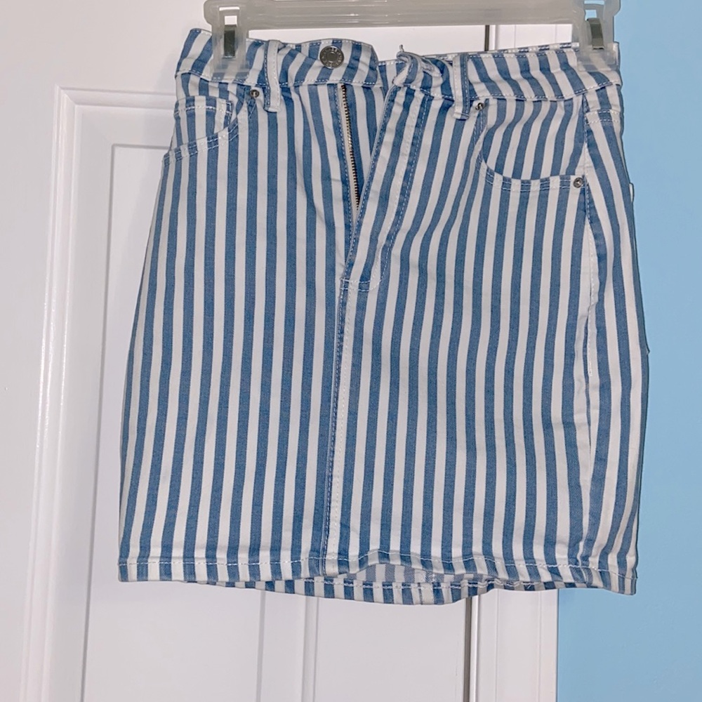 Garage Striped Jean Skirt